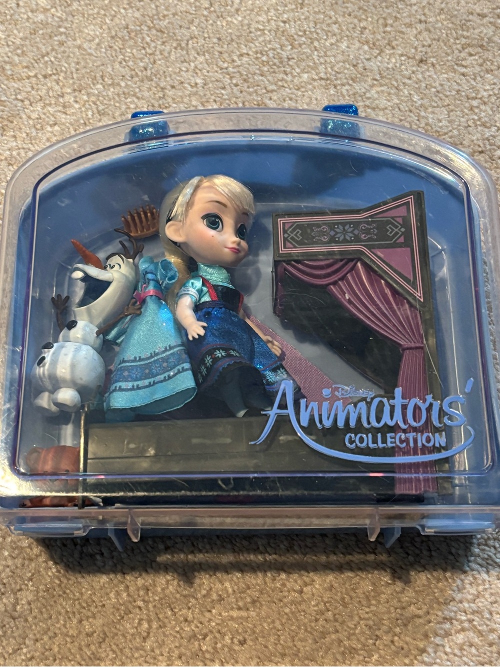 Disney Animators Collection Elsa Doll Olaf Mini Play-set Frozen Bed Dress Teddy